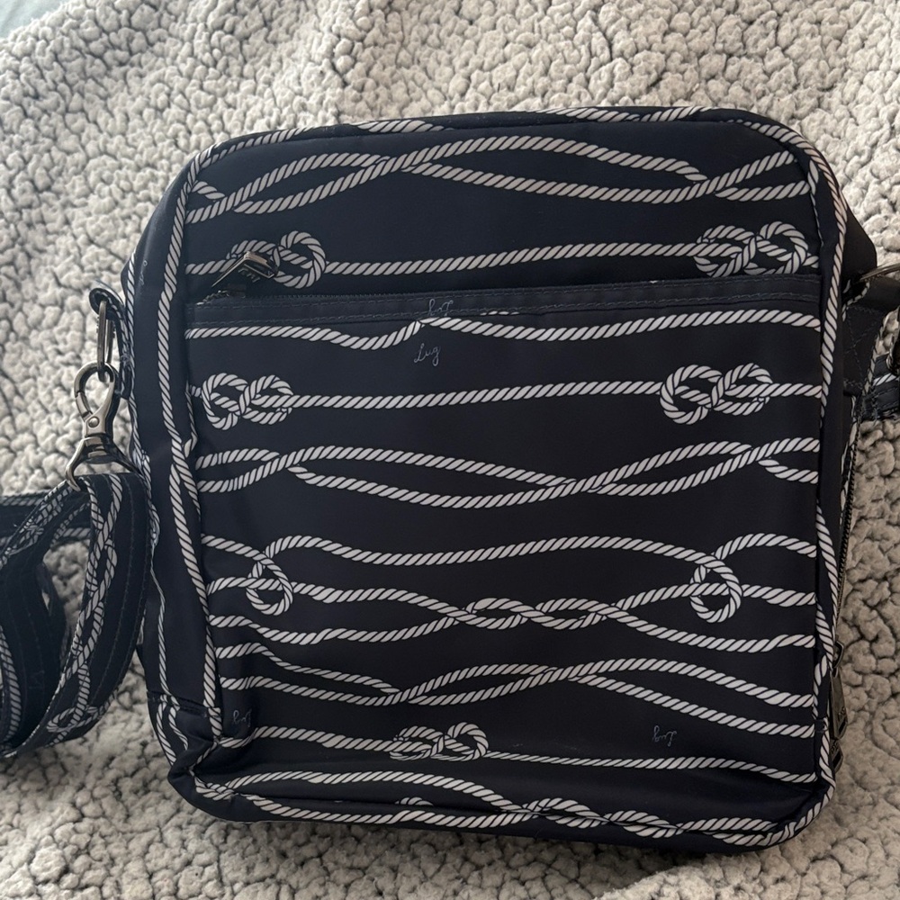 lug Nautical Quilted Crossover Preppy quilted purse with 3 Zip Around Zippers - Picture 4 of 7